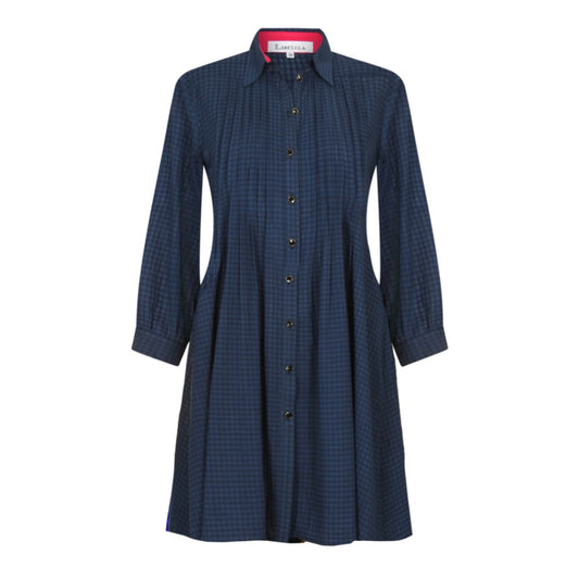 ISLA SHIRT DRESS | NAVY CHECKED COTTON