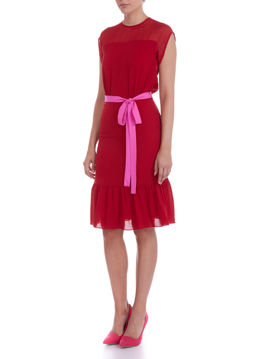 FLORA DRESS | RED SILK GEORGETTE