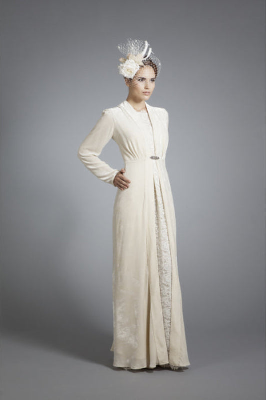 LONG DULWICH COAT | CREAM VELVET