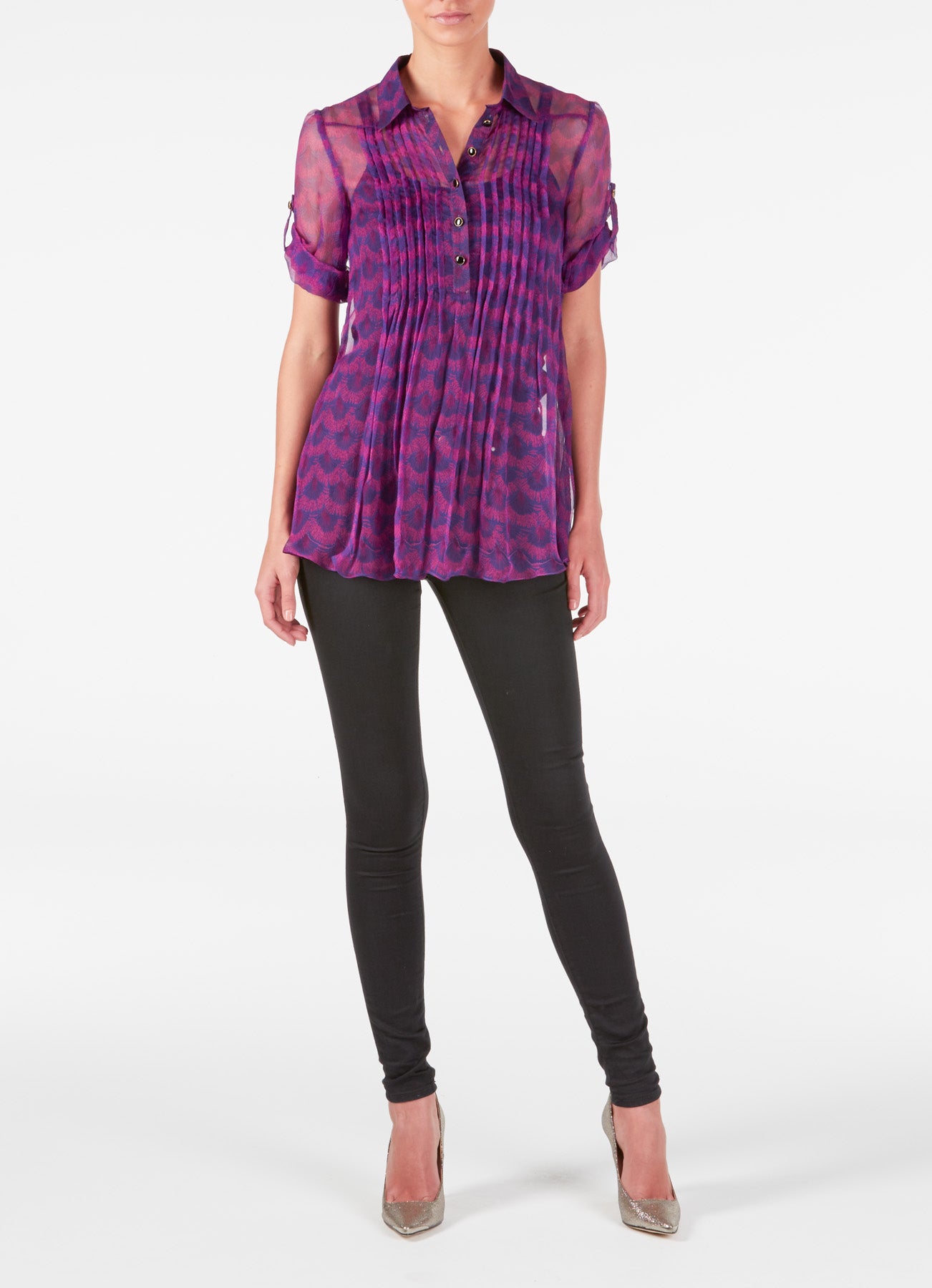 ISLA SHIRT TOP | PEACOCK PRINT