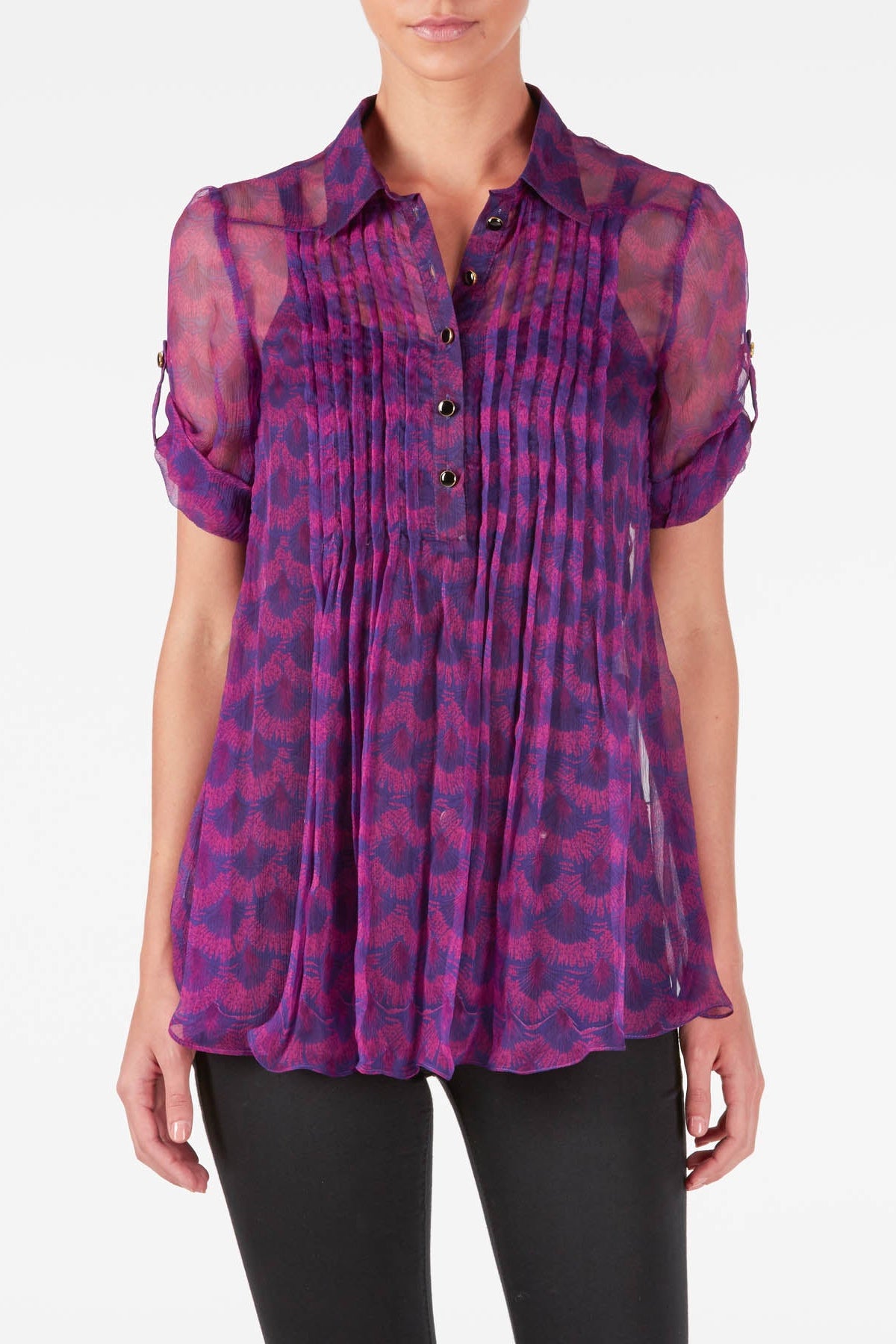 ISLA SHIRT TOP | PEACOCK PRINT