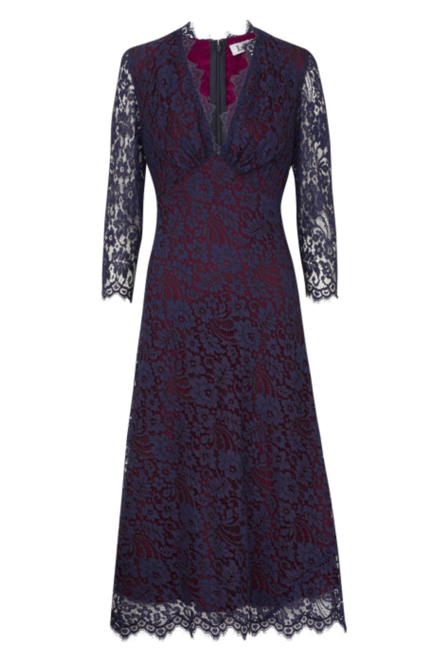 TAMARA DRESS | NAVY AND BURGUNDY LACE