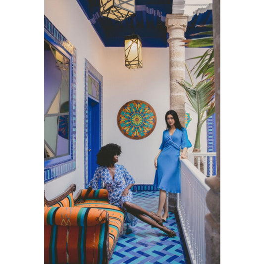 MILLIE DRESS | BRIGHT LIGHT BLUE SILK GEORGETTE