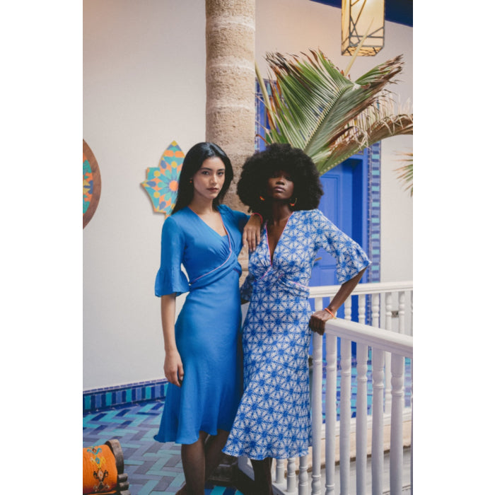 MILLIE DRESS | BRIGHT LIGHT BLUE SILK GEORGETTE