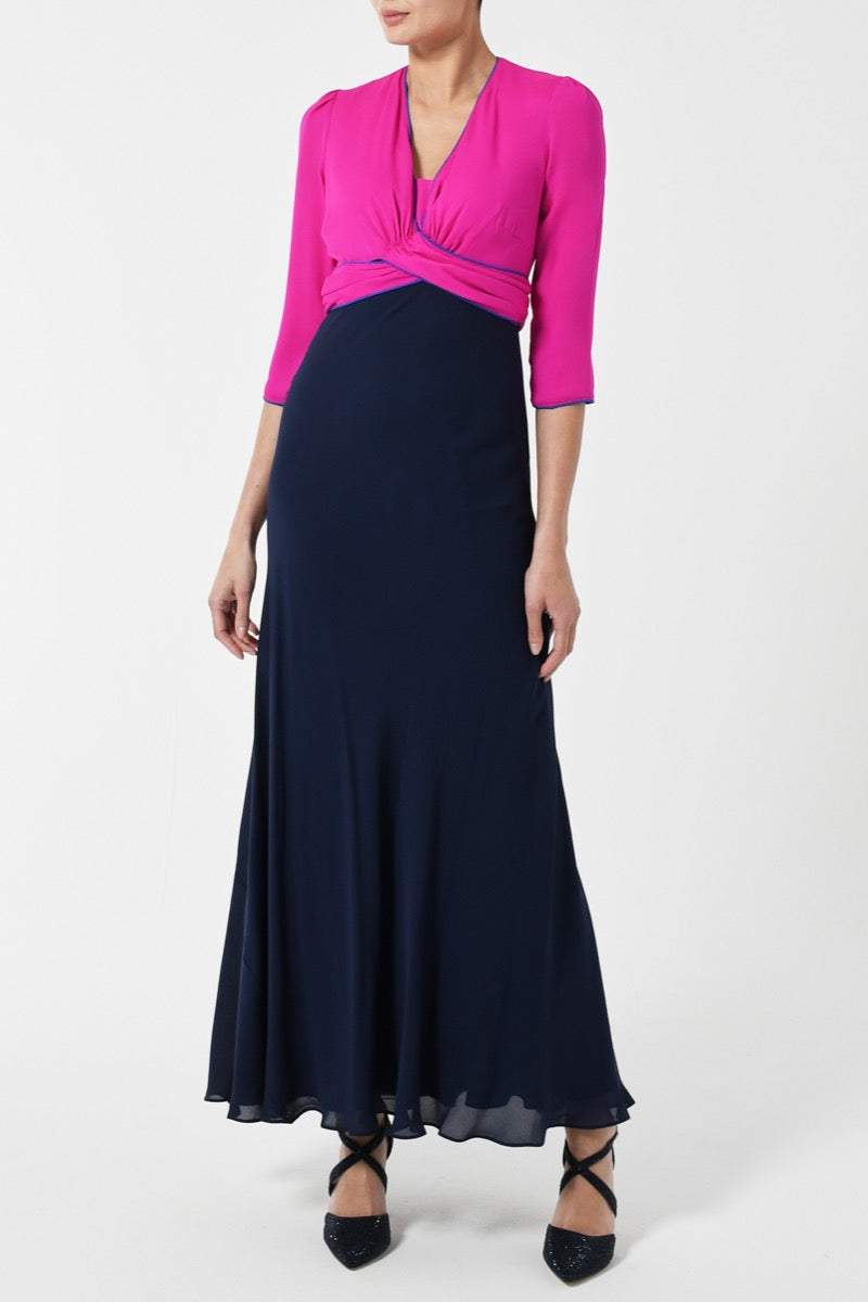 LONG MILLIE DRESS | BLOCK COLOUR SILK GEORGETTE