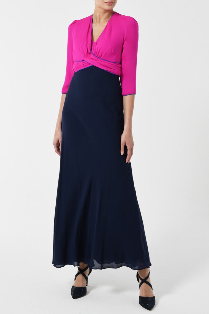 LONG MILLIE DRESS | BLOCK COLOUR SILK GEORGETTE