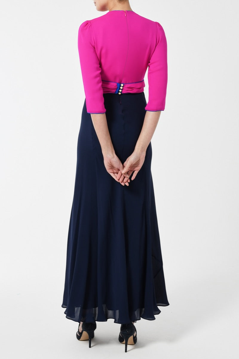 LONG MILLIE DRESS | BLOCK COLOUR SILK GEORGETTE