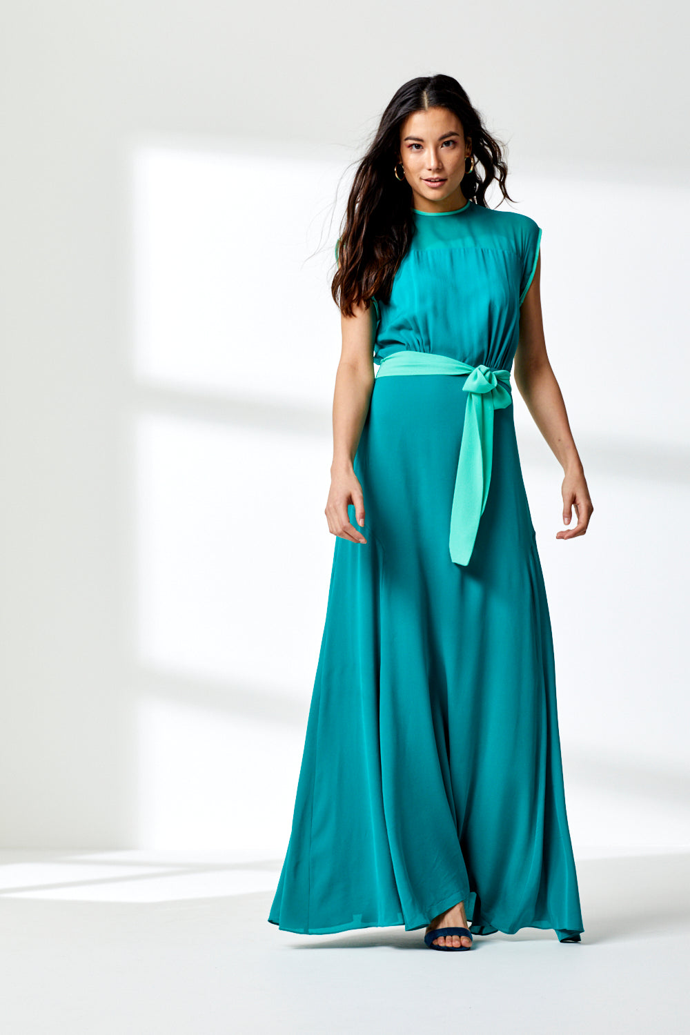 LONG TATROB DRESS | JADE SILK GEORGETTE
