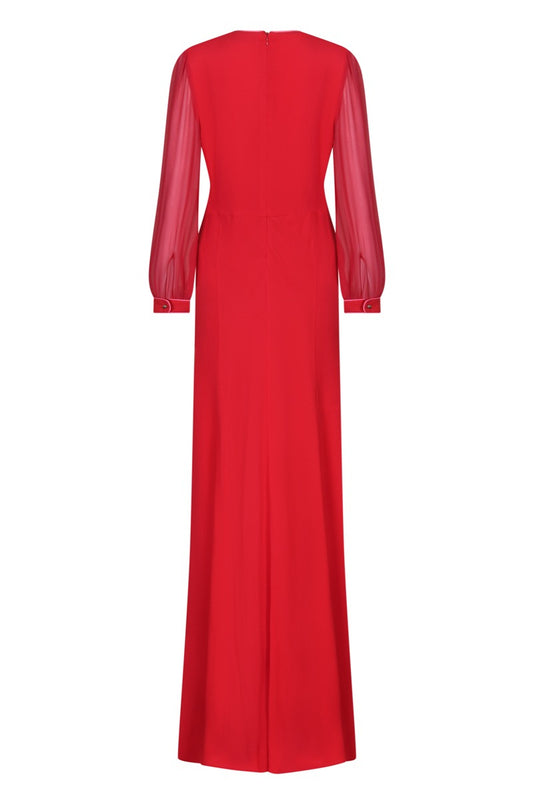 LONG JESSIE DRESS | RED SILK GEORGETTE