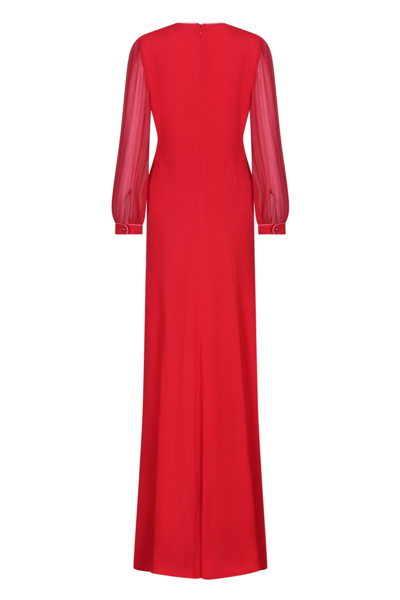 LONG JESSIE DRESS | RED SILK GEORGETTE