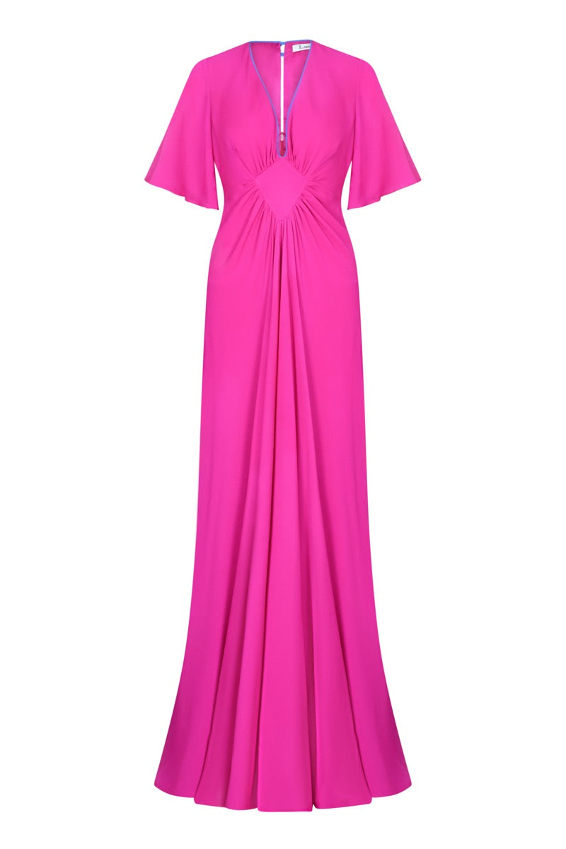 LONG JESSIE DRESS | HOT PINK SILK GEORGETTE