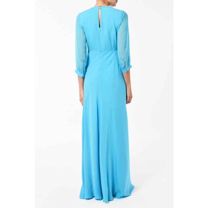 LONG JESSIE DRESS | SUMMER BLUE SILK GEORGETTE
