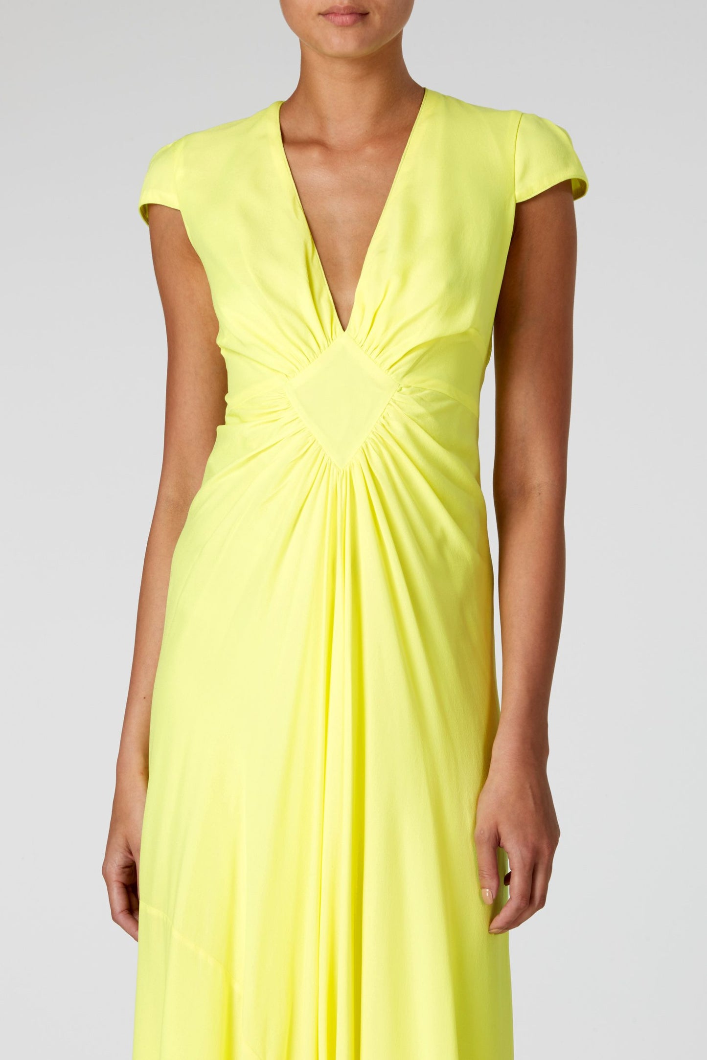 LONG JESSIE DRESS | FLURO YELLOW SILK