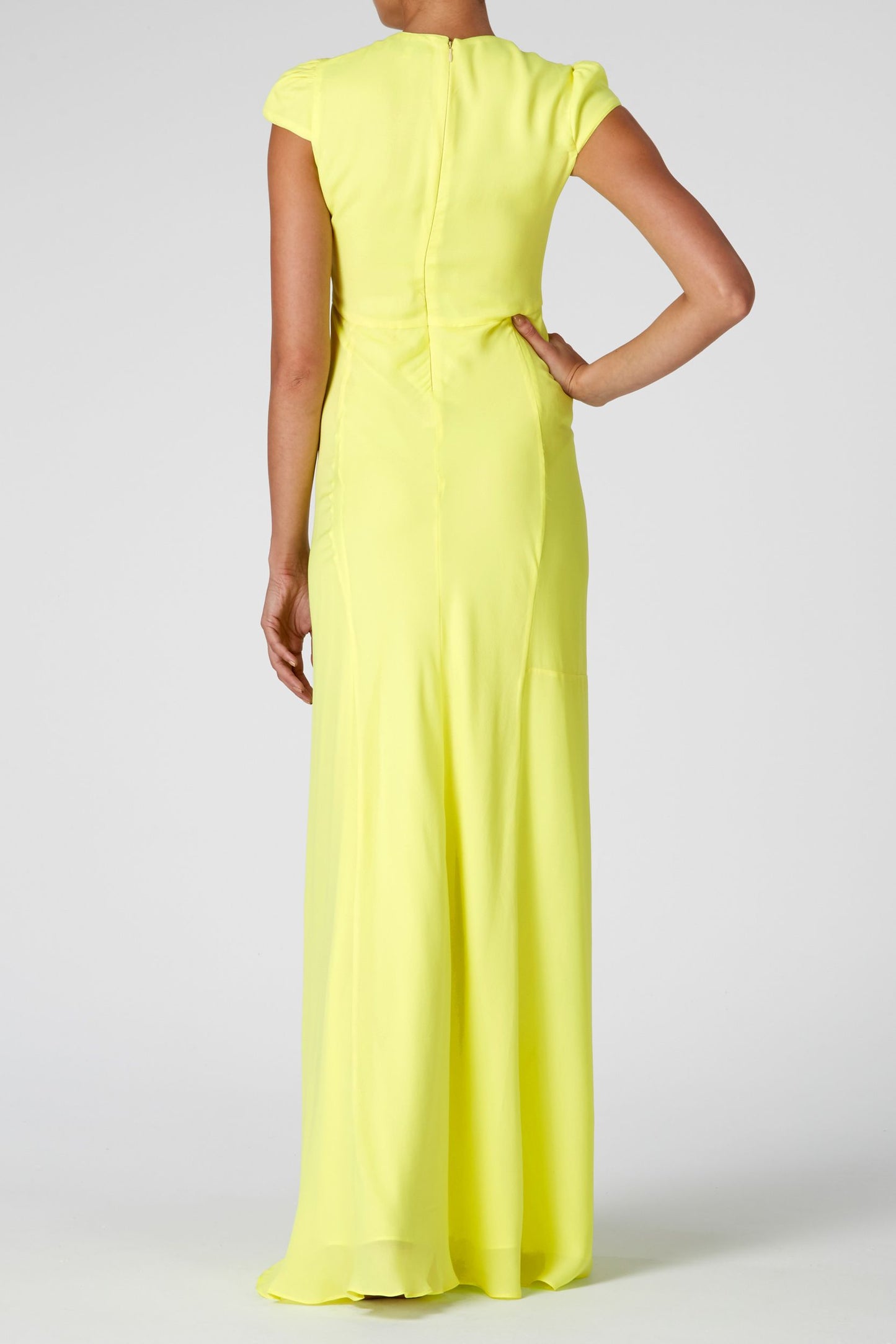 LONG JESSIE DRESS | FLURO YELLOW SILK