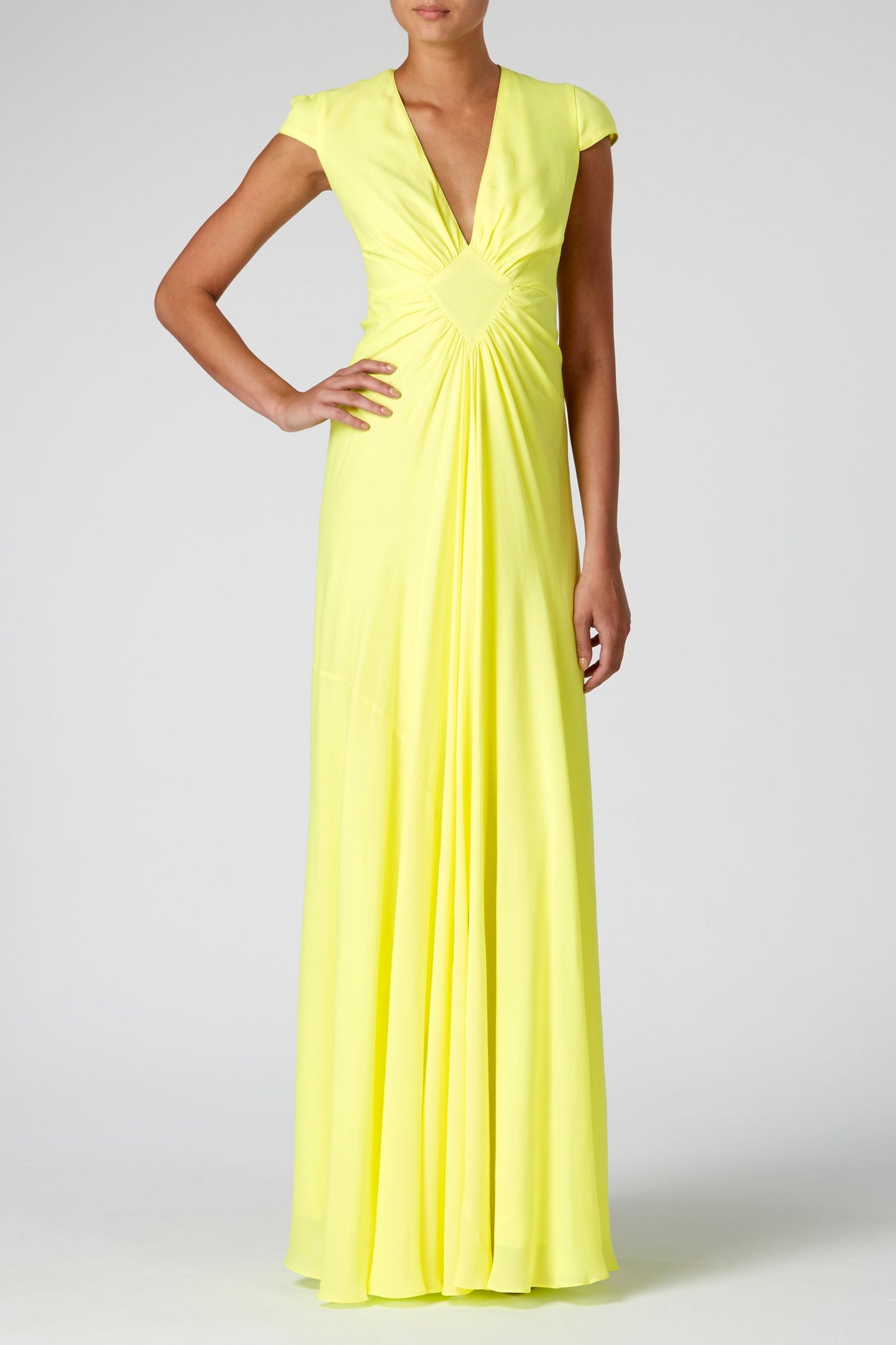 LONG JESSIE DRESS | FLURO YELLOW SILK