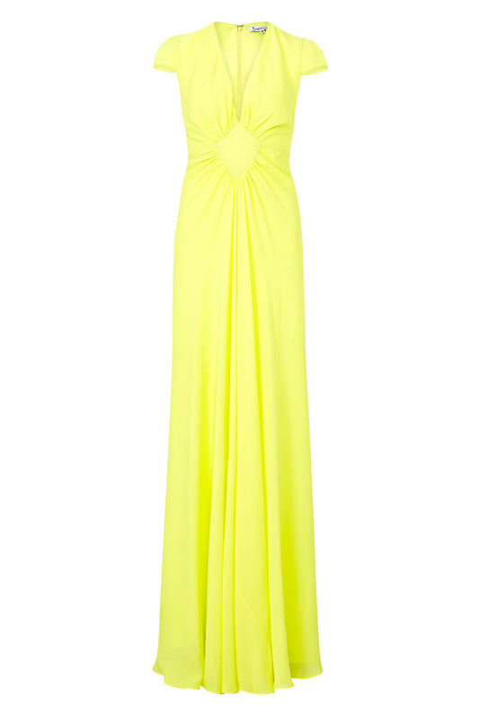 LONG JESSIE DRESS | FLURO YELLOW SILK