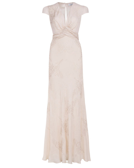 BRIDAL | LONG MILLIE DRESS | BUTTERFLY BEADED SILK