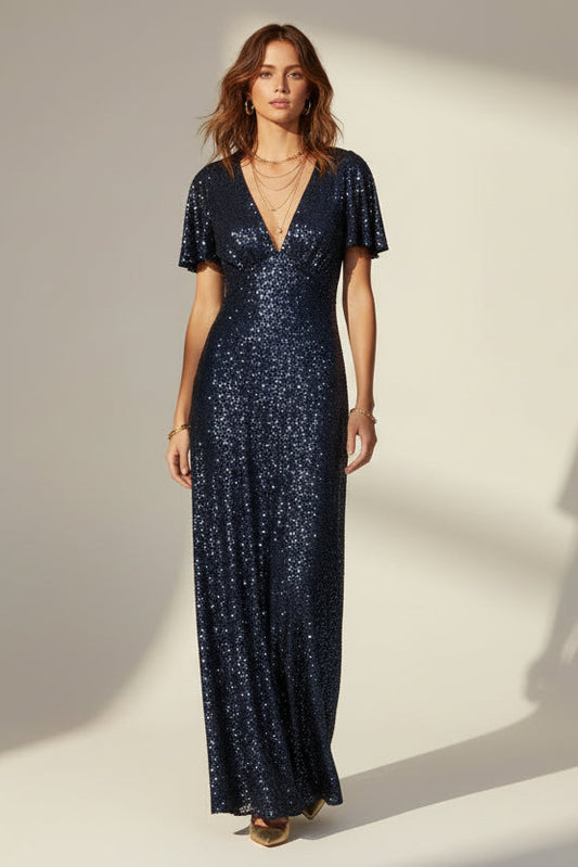 LONG TAMMIM DRESS | NAVY SEQUINS