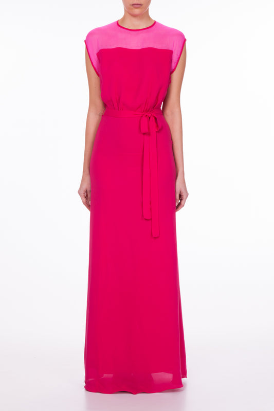 LONG TATTI DRESS | PINK & RED SILK