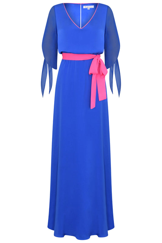 LONG VOJO DRESS | BLUE SILK