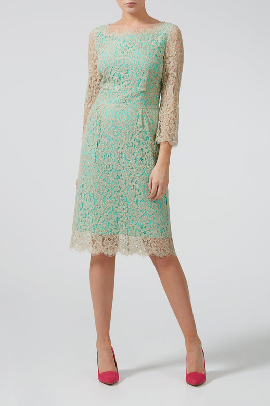 LONGER FLORENCE DRESS | BEIGE LACE