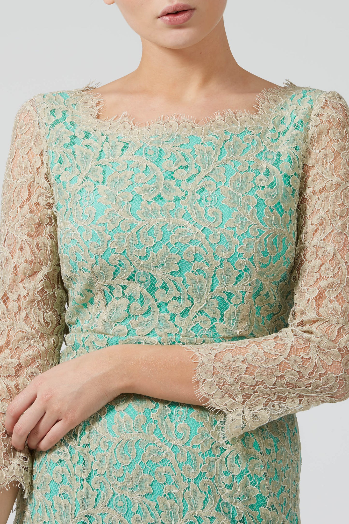 LONGER FLORENCE DRESS | BEIGE LACE