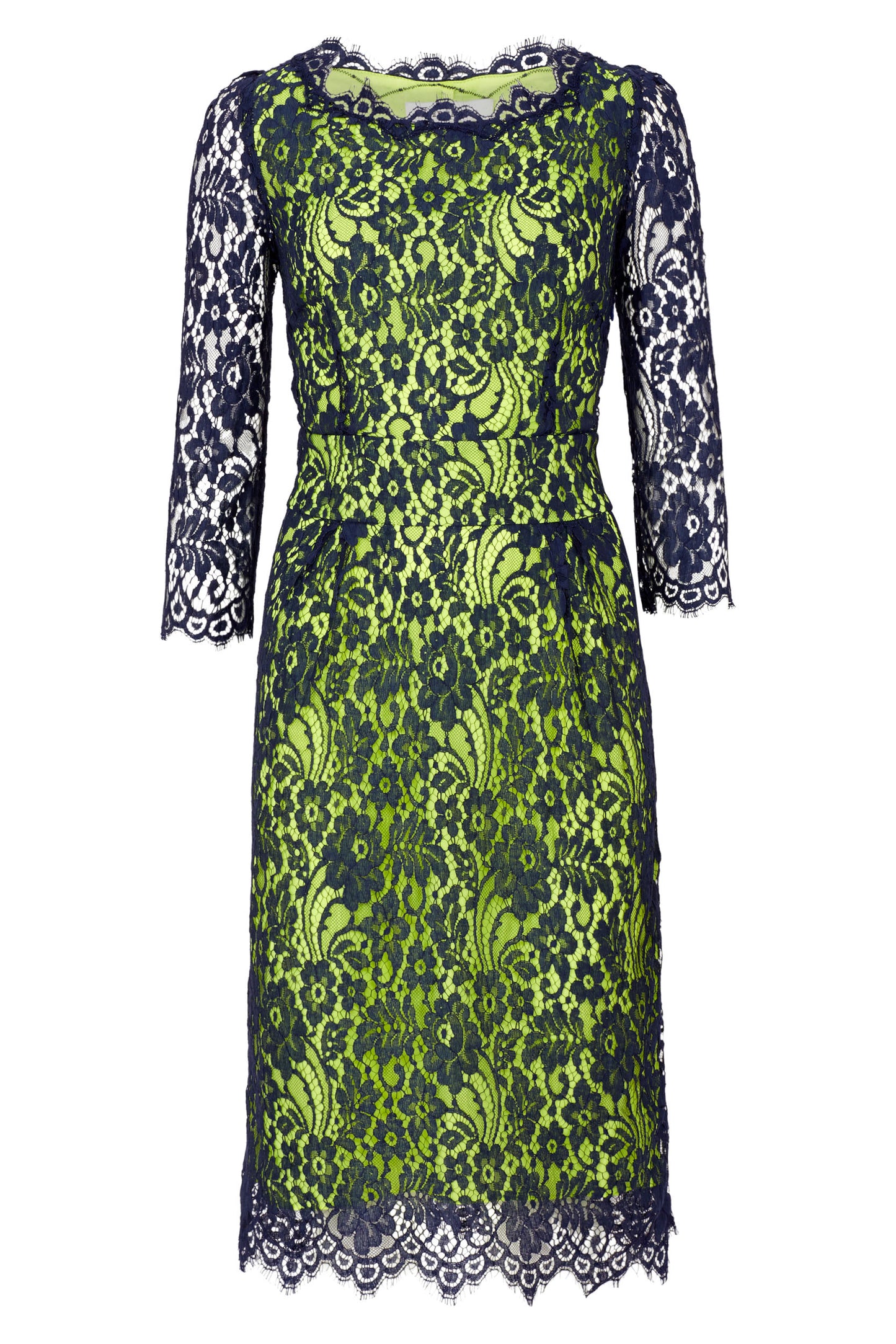 LONGER FLORENCE DRESS | NAVY/YELLOW LACE