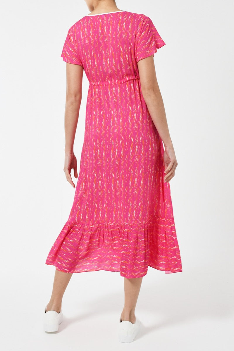 MIDI VIOLET DRESS | SHARD PRINT