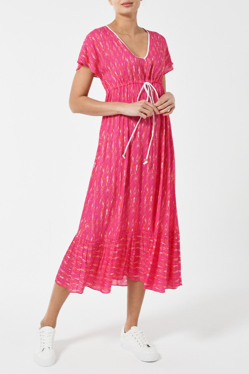 MIDI VIOLET DRESS | SHARD PRINT