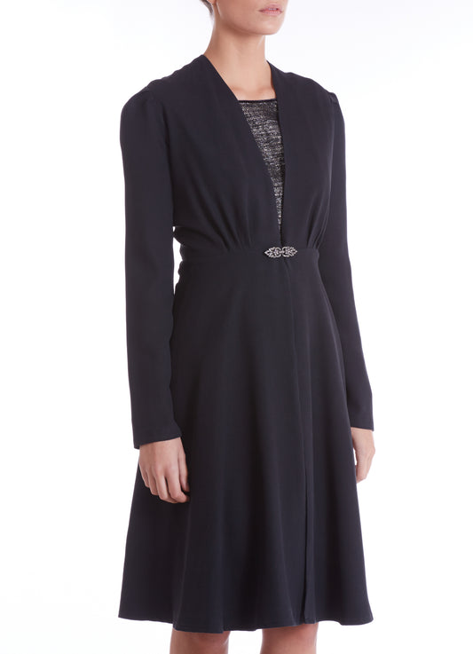 DULWICH COAT | BLACK SILK TWILL