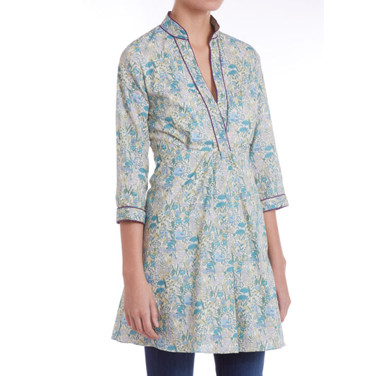 ZARA DRESS | BLUE LITTLE FLOWER COTTON