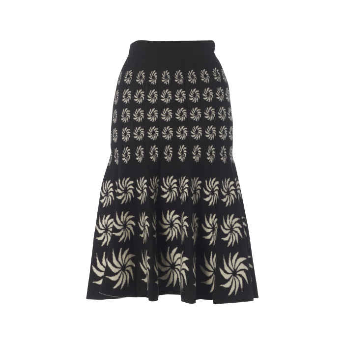 KNIT PORTOBELLO SKIRT - BLACK & CREAM