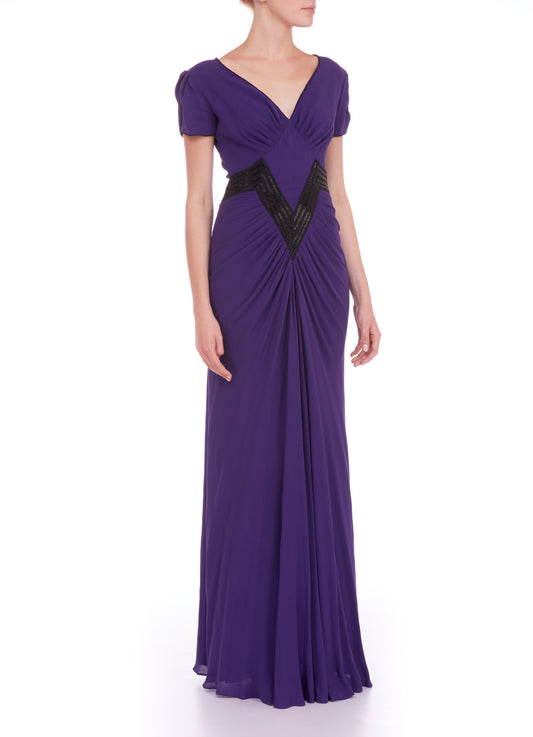 LONG SOFIA DRESS | BEADED HEAVY GEORGETTE