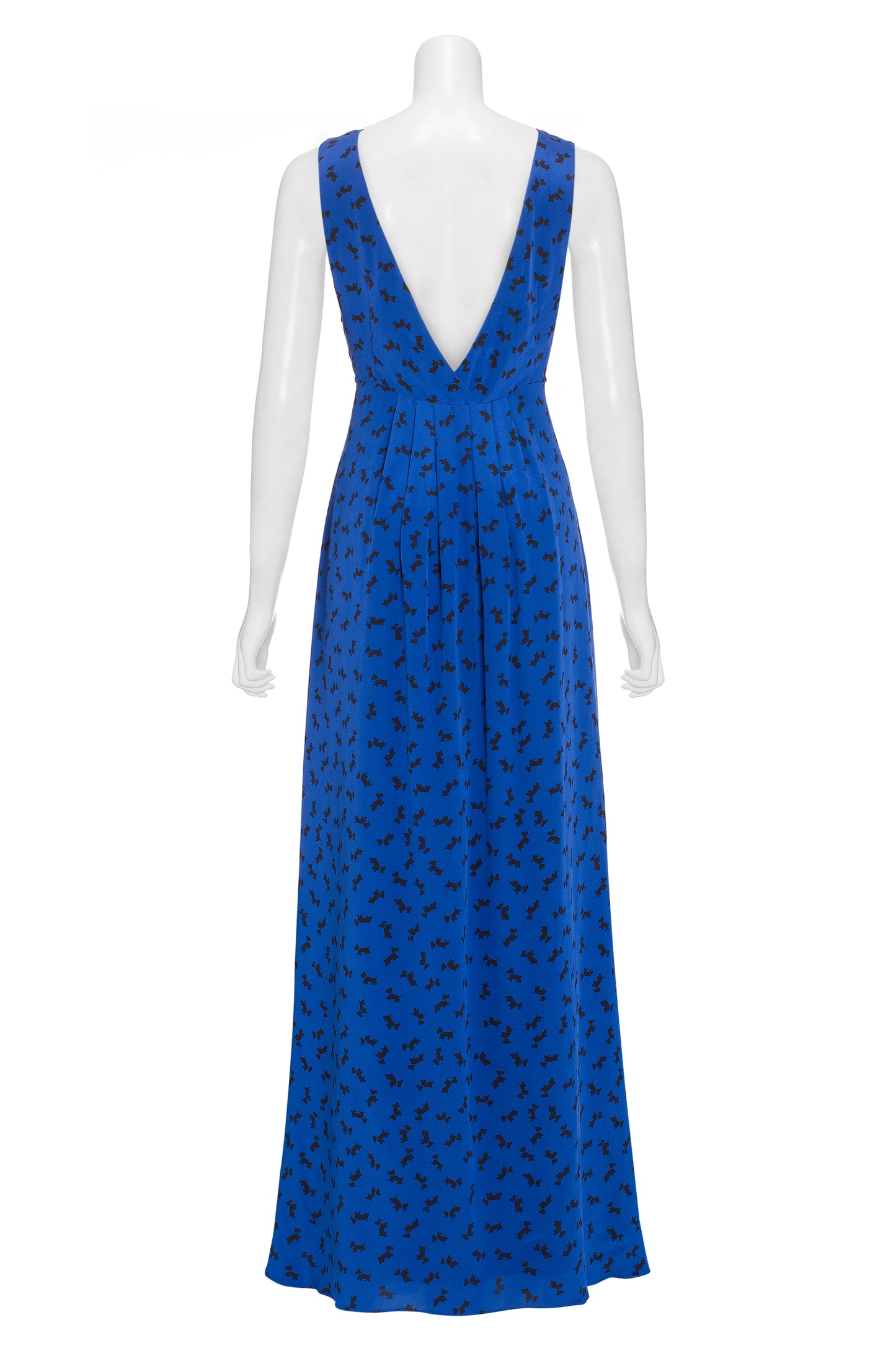 LONG TARIFA DRESS | BLUE SCOTTIE PRINT