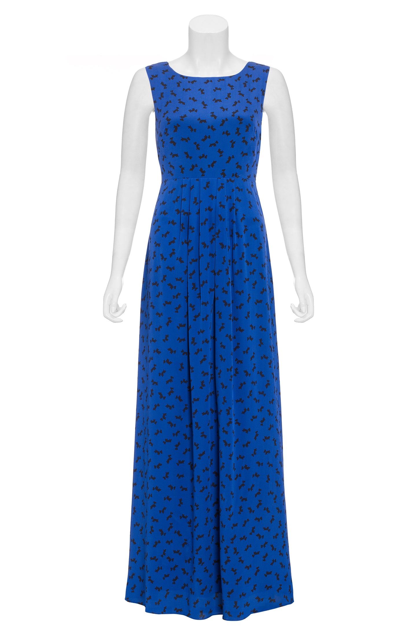 LONG TARIFA DRESS | BLUE SCOTTIE PRINT