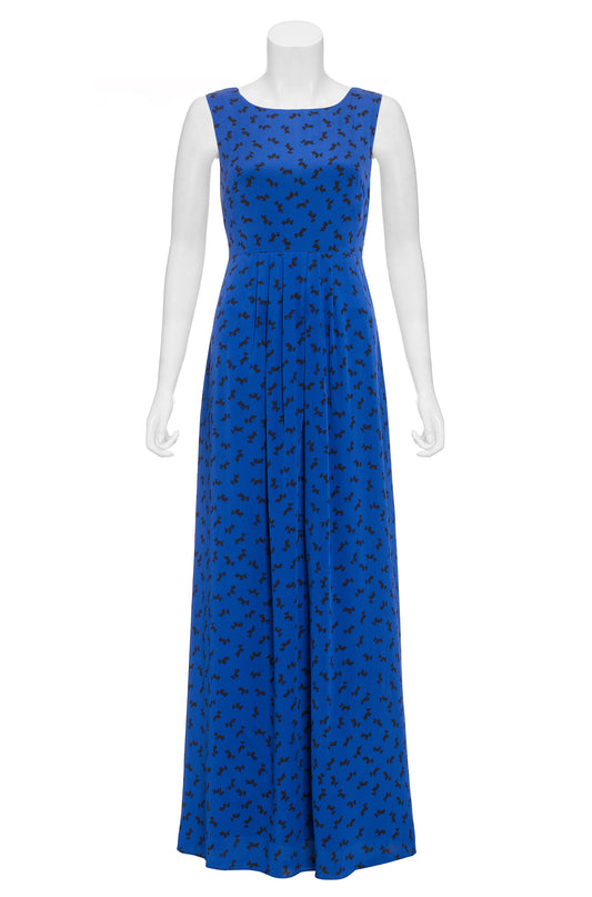 LONG TARIFA DRESS | BLUE SCOTTIE PRINT