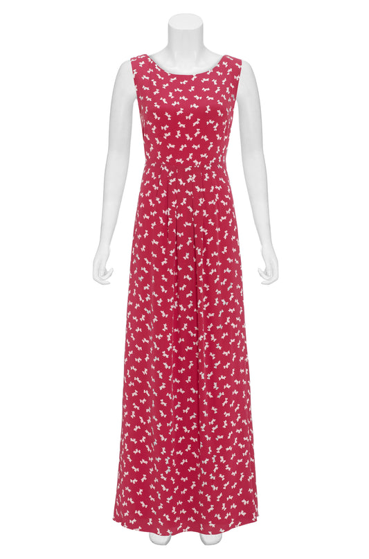 LONG TARIFA DRESS | RED SCOTTIE PRINT