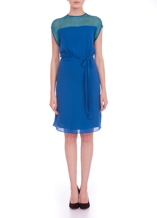 TATTI DRESS | AIRFORCE BLUE SILK GEORGETTE