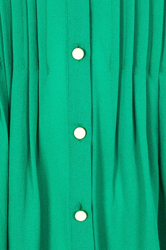 ISLA SHIRT TOP | GREEN SILK GEORGETTE