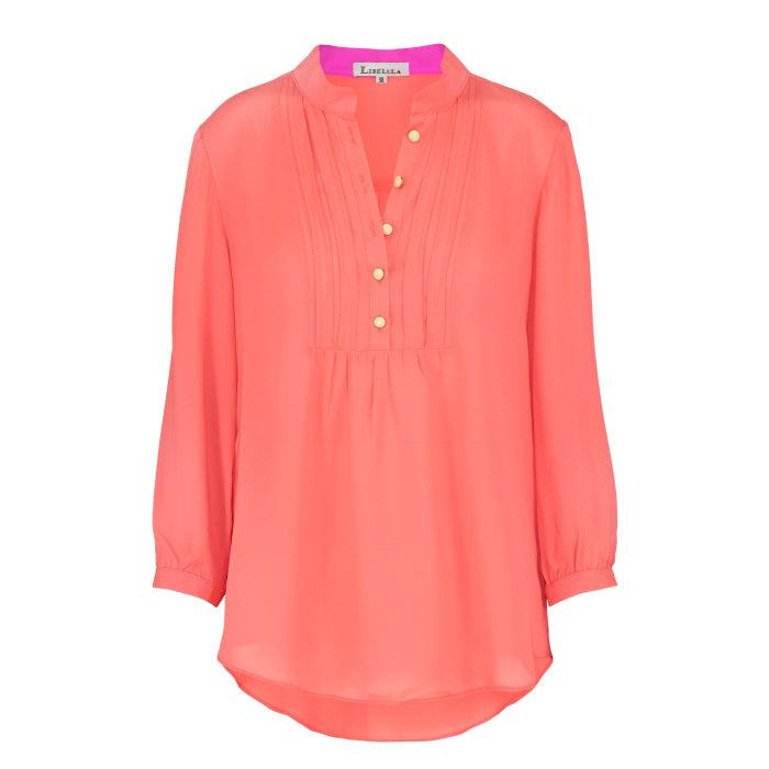 DELPHINE TOP | BRIGHT ORANGE SILK GEORGETTE
