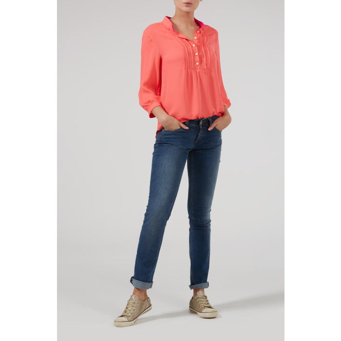 DELPHINE TOP | BRIGHT ORANGE SILK GEORGETTE