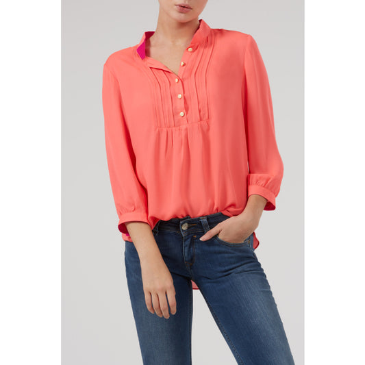 DELPHINE TOP | BRIGHT ORANGE SILK GEORGETTE