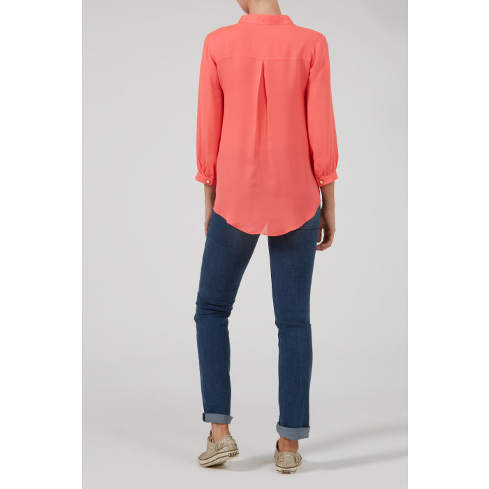 DELPHINE TOP | BRIGHT ORANGE SILK GEORGETTE