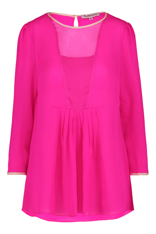 HILDA TOP | HOT PINK SILK GEORGETTE