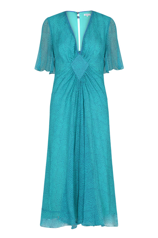 JESSIE DRESS | TEAL ORGANIC PRINT