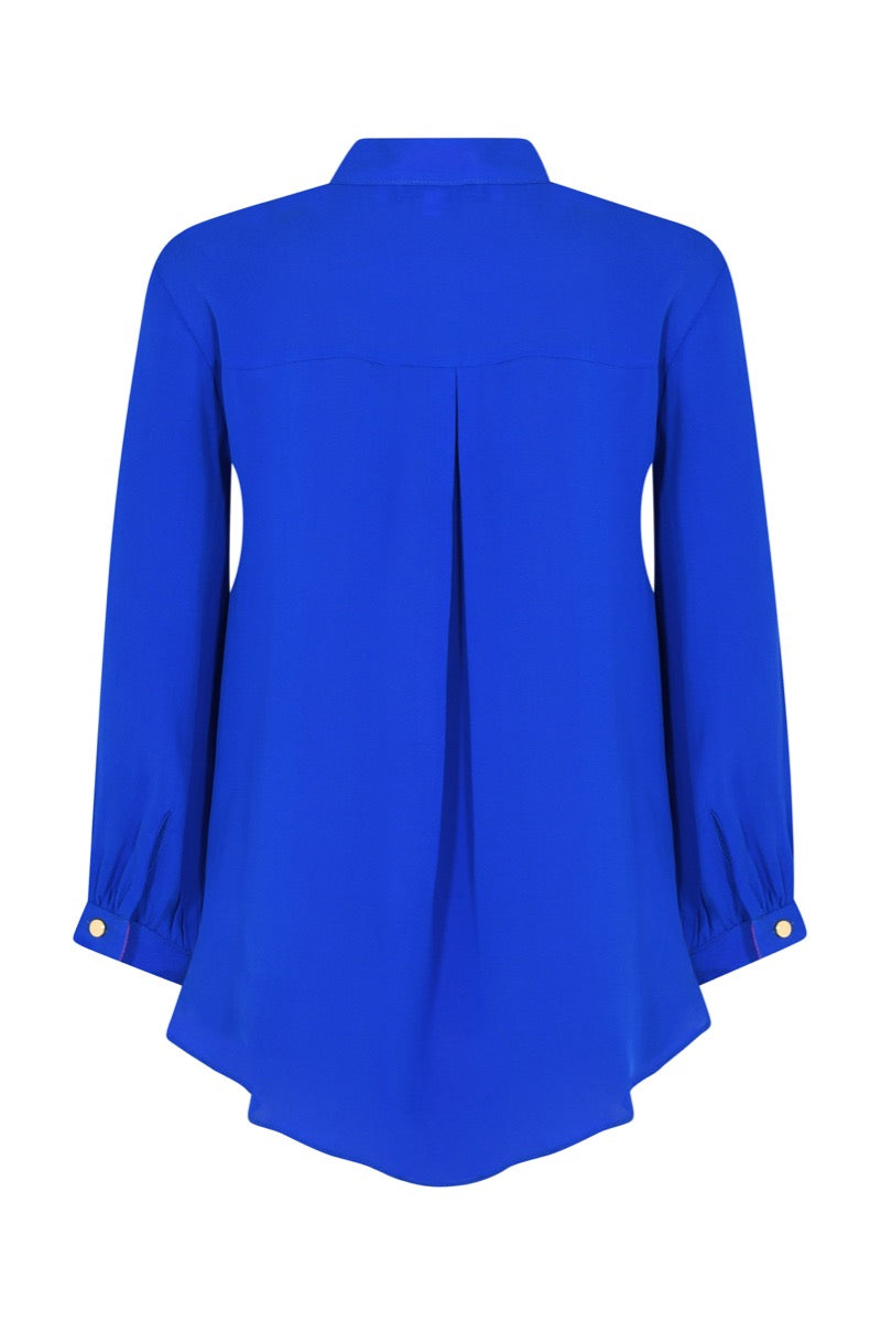 DELPHINE TOP | BRIGHT BLUE SILK GEORGETTE