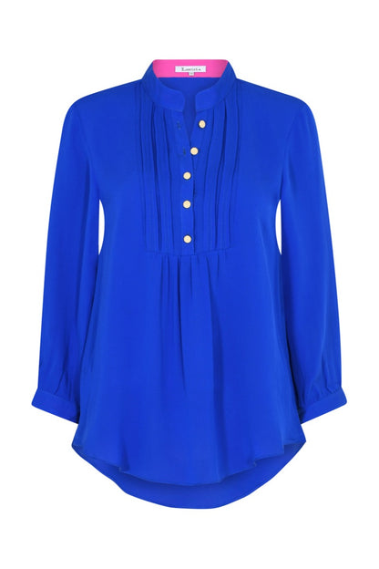 DELPHINE TOP | BRIGHT BLUE SILK GEORGETTE