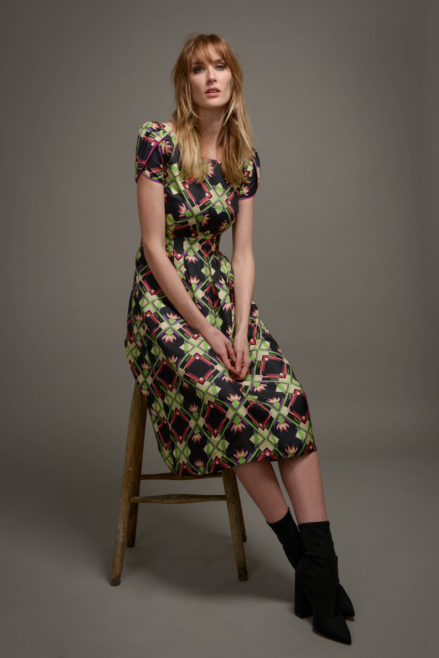 LONGER BEATRIX DRESS | REFRACTION PRINT