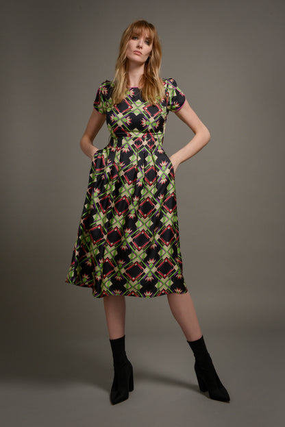 LONGER BEATRIX DRESS | REFRACTION PRINT