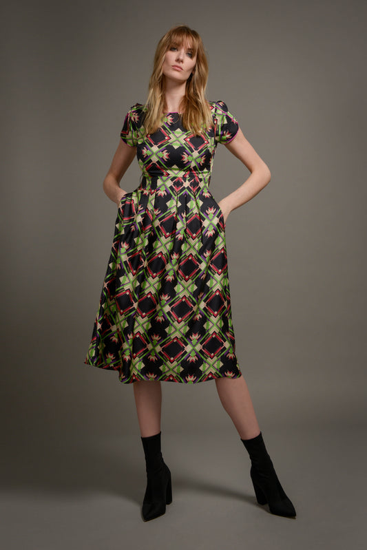 LONGER BEATRIX DRESS | REFRACTION PRINT